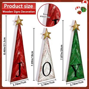 Set di 3 Decorazioni Natalizie in Legno, Piccole Stelle Dorate, Insegna 'JOY' per Tavola a Più Livelli, Decorazioni per Feste in Stile Rustico - Product Image 2