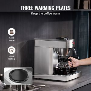 Macchina per Caffè Americano Commerciale da 12 Tazze con 3 Caraffe in Vetro e Scaldacaffè in Acciaio Inox, per Hotel, Spina UK - Product Image 3