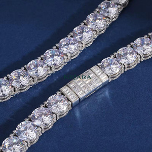 Collier tennis statement hip-hop plaqué or 14K, en argent sterling S925, avec pierres de laboratoire taille brillant rond, bijoux de luxe unisexe - Product Image 3