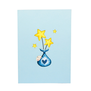 Carte de vœux 3D personnalisée pour bébé, thème grue bleue, avec enveloppe, carte de vœux artisanale pour bébé, pour félicitations - Product Image 3