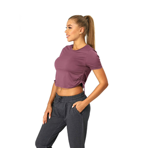Camiseta Ajustada Lisa con Estampado Personalizado, Manga Larga, Corta, de Algodón para Mujer, Tops Cortos Sexys para Mujer - Product Image 5