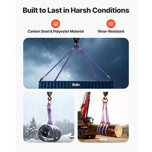 5Ft Heavy Duty Polyester <b>Bridle</b> Sling <b>Hooks</b> 6600LB Capacity Lifting Rigging Strap for Engines Thickened Wear-Resistant Slings - Product Image 5