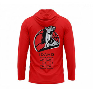 Camiseta de Baloncesto Roja al por Mayor – Sudadera con Capucha de Manga Larga Sublimada, Transpirable y de Ajuste Atlético para Alto Rendimiento - Product Image 4