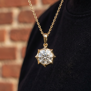 Pendentif de fiançailles pour femme en argent plaqué or, diamant de laboratoire taille brillant, style hip-hop, couleur fantaisie certifiée - Product Image 1