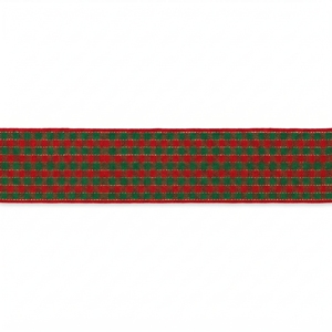 ริบบิ้นตกแต่งลายตารางแดงเขียว ขนาด 25 มม. ผลิตจากโพลีเอสเตอร์ 100% ไม่หดตัว ของบริษัทนีลกามัล อินดัสทรีส์ สำหรับห่อของขวัญในเทศกาลและงานฝีมือ - Product Image 1
