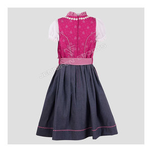Ecowalson 3 Piece Long Blue Women's Bavarian Dirndl Dress For German Oktoberfest <b>Halloween</b> Costumes - Product Image 2