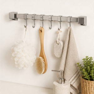 Modern Stainless Steel Wall-Mounted <b>Kitchen</b> Utensil Rack with <b>Hooks</b> Space-Saving Rail Organizer for Pots Pans Ladles and Mugs - Product Image 4