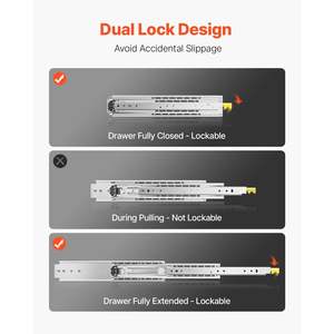 1 paire de glissières de tiroir à roulement à billes à extension complète 18-60 - Product Image 3