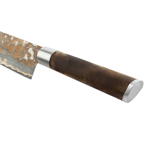 มีดทำครัวลายดามัสกัสทองแดงสำหรับใช้งานกลางแจ้ง พร้อมด้ามจับเรซิ่นตามหลักสรีรศาสตร์ สำหรับปิกนิกและการเตรียมอาหารสำหรับการผจญภัย - Product Image 3