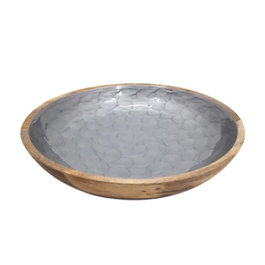 Tazón artesanal de madera para ensalada con diseño de hojas, estilo nórdico, para servir comida en casa, tazón esmaltado. - Product Image 6