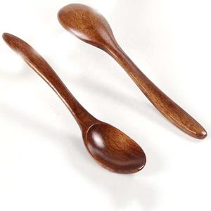 Utensilio de cocina de madera, juego de cubiertos, cuchara para ensalada, mango curvo de madera reutilizable, juego de cubiertos elegante para cucharón de cocina - Product Image 6