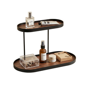 Minimalist Two Tier Oval Tray Organizer White <b>Plastic</b> Stackable Desk Storage Home Office Furniture Modern Design - Product Image 2