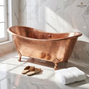 อ่างอาบน้ำทรงรีแบบตั้งพื้น Daystar Trade รุ่น Luxury Style ทำจากทองแดง สำหรับผู้ใหญ่ แข็งแรง ทนทาน พกพาสะดวก ใช้ในบ้าน ไม่มีฝาปิด - Product Image 2