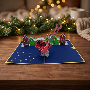 Carte pop-up 3D Père Noël, artisanat en papier découpé au laser pour Noël, cadeaux artisanaux au design personnalisé, meilleures ventes au Vietnam, Viet-craft - Product Image 4