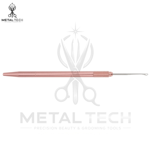 Rose Gold Steel Wire Hair Extension Loop <b>Threader</b> <b>Needle</b> Tool Textured Handle Micro Bead Pulling Latch Hook Fitting Hardware Set - Product Image 6