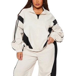 Ensemble de survêtement en nylon coupe-vent pour femmes, ensemble 2 pièces, doublure en maille légère, imperméable, respirant, ensemble de survêtements coupe-vent - Product Image 2