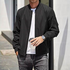 Chaquetas bomber ligeras para hombre, chaqueta cortavientos informal para primavera y otoño, abrigo ligero con cremallera y bolsillo, para uso diario al aire libre. - Product Image 3