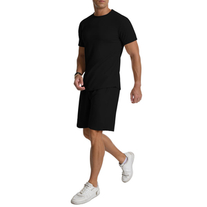 Vente flash - Ensemble de t-shirts et shorts d'été pour hommes légers et respirants, manches courtes, couleur unie, ensembles pour adultes - Product Image 6