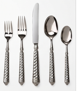 Elegante Juego de Cubiertos de Acero Inoxidable con Diseño de Mango Trenzado, Acabado Espejo de Alta Calidad, Apto para Lavavajillas, Ideal para Decoración de Mesas de Boda - Product Image 1