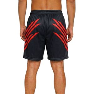 Shorts en maille décontractés professionnels, noirs avec bande latérale rouge, respirants, séchage rapide, imprimés par sublimation - Product Image 2