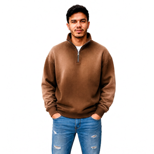 Pull à col zippé pour homme effet délavé personnalisé, style streetwear, vente en gros, marque privée, fournisseur et fabricant de vêtements OEM - Product Image 4