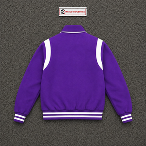 Chaqueta Universitaria Personalizada de Satén Morado con Paneles Blancos en los Hombros, Chaqueta Premium de Béisbol para Hombre y Mujer, Estilo Clásico Universitario - Product Image 6
