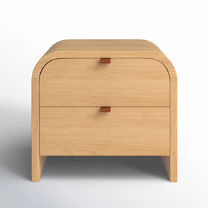 Mesita de Noche Moderna de Madera Estilo Escandinavo con 2 Cajones, Mueble de Dormitorio de Lujo, Hecho a Mano, Resistente - Product Image 1