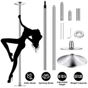 Adjustable Height 45mm Spinning Static Stripping <b>Dance</b> <b>Pole</b> 88 108.1in Fitness Exercise 551LBS Weight Capacity - Product Image 2