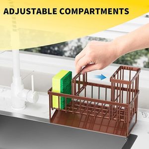<b>Kitchen</b> Sink Organizer <b>Storage</b> with High Brush Holder Rustproof 304 Stainless Steel Sponge Holder for <b>Kitchen</b> Sink - Product Image 5