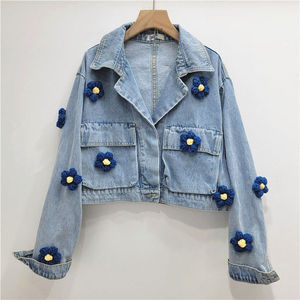 Women's Clothing Style New Fashion Custom Fashion Ladies Denim Jacket Women Vintage Denim Trucker Jacket Denim - Product Image 3