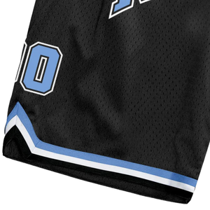 Shorts de basket-ball en maille sublimée noir et bleu clair pour hommes, en polyester, pour l'entraînement et les matchs, uniforme de performance pour équipe - Product Image 5
