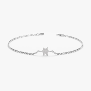 สร้อยข้อมือดาวประดับเพชรแบบละเอียดอ่อนสวยงาม สร้อยข้อมือดาวทองคำชมพู 14K เพชรแล็บ สร้อยข้อมือป้องกันภัยแบบยิว สร้อยข้อมือแฟชั่น - Product Image 2