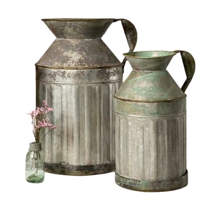 <b>Set</b> Of 2 Galvanized Finishing Metal Storage Container for Home & Garden Large Capacity High Quality Material <b>Farm</b> Equipment - Product Image 1
