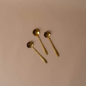 Cuillère à soupe, fourchette et couteau en acier inoxydable doré, finition miroir, design personnalisé, pièce unique, tête ronde - Product Image 1