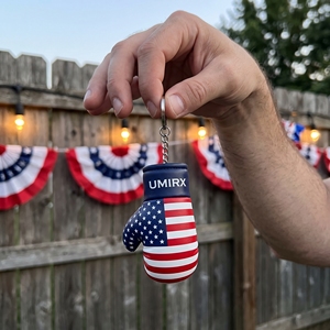 USA Flag Mini <b>Boxing</b> Glove Keychain Patriotic 4th July Custom Logo PU Leather Lace-Up Closure Gym <b>Gift</b> - Product Image 4