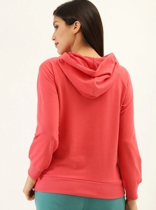 Sudadera con Capucha para Mujer, Color Sólido, Manga Larga, Algodón, con Bolsillo, Transpirable, para Otoño - Product Image 3