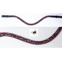 Sangle de front en cuir plat et fin pour cheval, à changement rapide sans outil, avec cristaux de roche et pierres scintillantes, système auto-agrippant sécurisé, canal vide