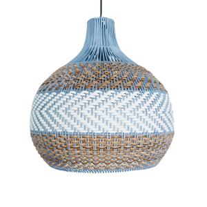 Vietnam-Made Courtland Blue <b>Rattan</b> <b>Pendant</b> Light Popular Coastal Interior Design with Asian & Farmhouse Style Wooden Material - Product Image 1
