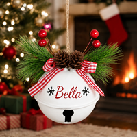 Ornement de cloche de Noël personnalisé, décoration suspendue, nom personnalisé, cloche en métal pour la décoration de l'arbre de Noël