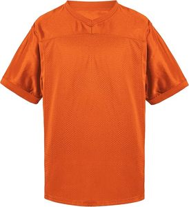 Camiseta deportiva naranja de poliéster ligera de manga corta con cuello en V, tipo de tela 100% poliéster. - Product Image 2