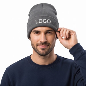 Bonnet tricoté unisexe personnalisé avec logo, en acrylique et coton, bord jacquard brodé, chaud et extensible – Fournisseur en gros - Product Image 3