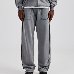 Survêtement vintage délavé à l'acide, coupe oversize, pour hommes et femmes, ensemble deux pièces streetwear avec sweat à capuche et pantalon de jogging, vêtements personnalisés en gros - Product Image 5