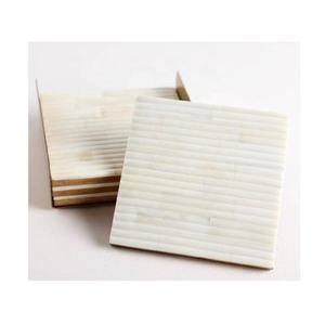 Nouvel arrivage de sous-verres incrustés d'os Ensemble de 4 sous-verres à motif de doublure Thé Café Boisson froide Dessous de verre en os de table Protection contre la chaleur pour cadeau - Product Image 3