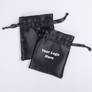 Luxury Premium Fabric <b>Pouch</b> Black Satin <b>Drawstring</b> Bag Jewelry Storage With Custom Logo Cosmetic Storage <b>Pouch</b> - Product Image 4