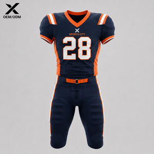 X Sports City Ensemble de football américain traditionnel en sergé et brodé, personnalisable, séchage rapide, vêtements de sport haute performance OEM/ODM - Product Image 1