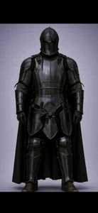 Armure complète de chevalier médiéval noire artisanale avec casque et cape |   Costume d'armure gothique portable pour cosplay et reconstitution historique - Product Image 3
