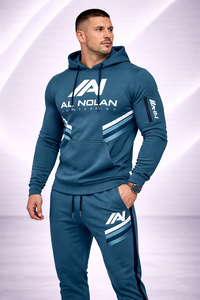 ชุดฮู้ดดี้และกางเกงผ้าฟลีซพิมพ์ลายโลโก้แบบ DTG สำหรับผู้ชาย - ชุดวอร์มโอเวอร์ไซส์ - Product Image 4