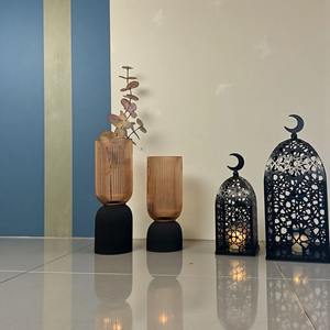 Ensemble de lanternes décoratives islamiques en fer forgé noir, en forme de croissant de lune, étanches, portables et naturelles, pour le Ramadan et l'Aïd Moubarak - Product Image 2