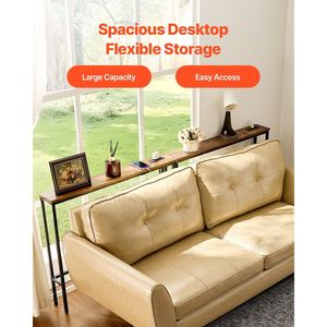 Set di 2 Tavoli Consolle Stretti con Struttura in Metallo, Tavolo Lungo a 1 Ripiano per Ingresso e Dietro il Divano con Prese di Corrente, Design 'Fr' - Product Image 5