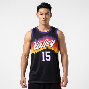 เสื้อบาสเก็ตบอลเดอะ วัลเล่ย์เสื้อกล้ามตาข่ายระบายอากาศแบบไม่มีแขนสำหรับผู้ชาย ทรงพอดีตัว หมายเลข 15 ดีไซน์ไล่เฉดสี - Product Image 1